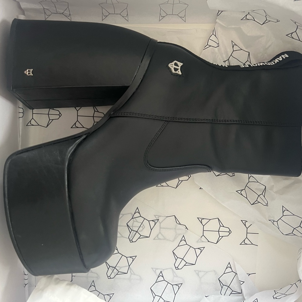 NAKED WOLFE Jailbreaker Black Leather platform boot. WORN ONCE